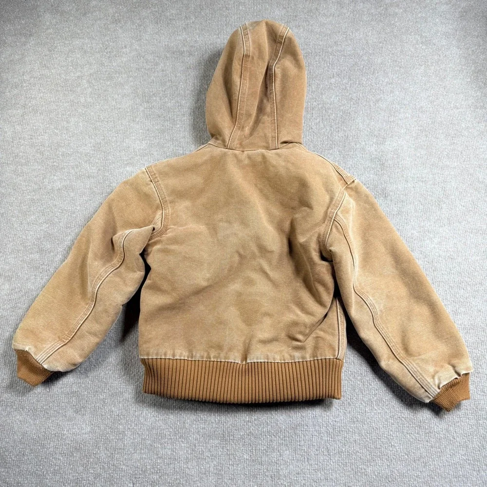 Vintage Carhartt YYJ130 Kids Jacket Hooded Cotton Duck Canvas‎ Brown Size 6/7